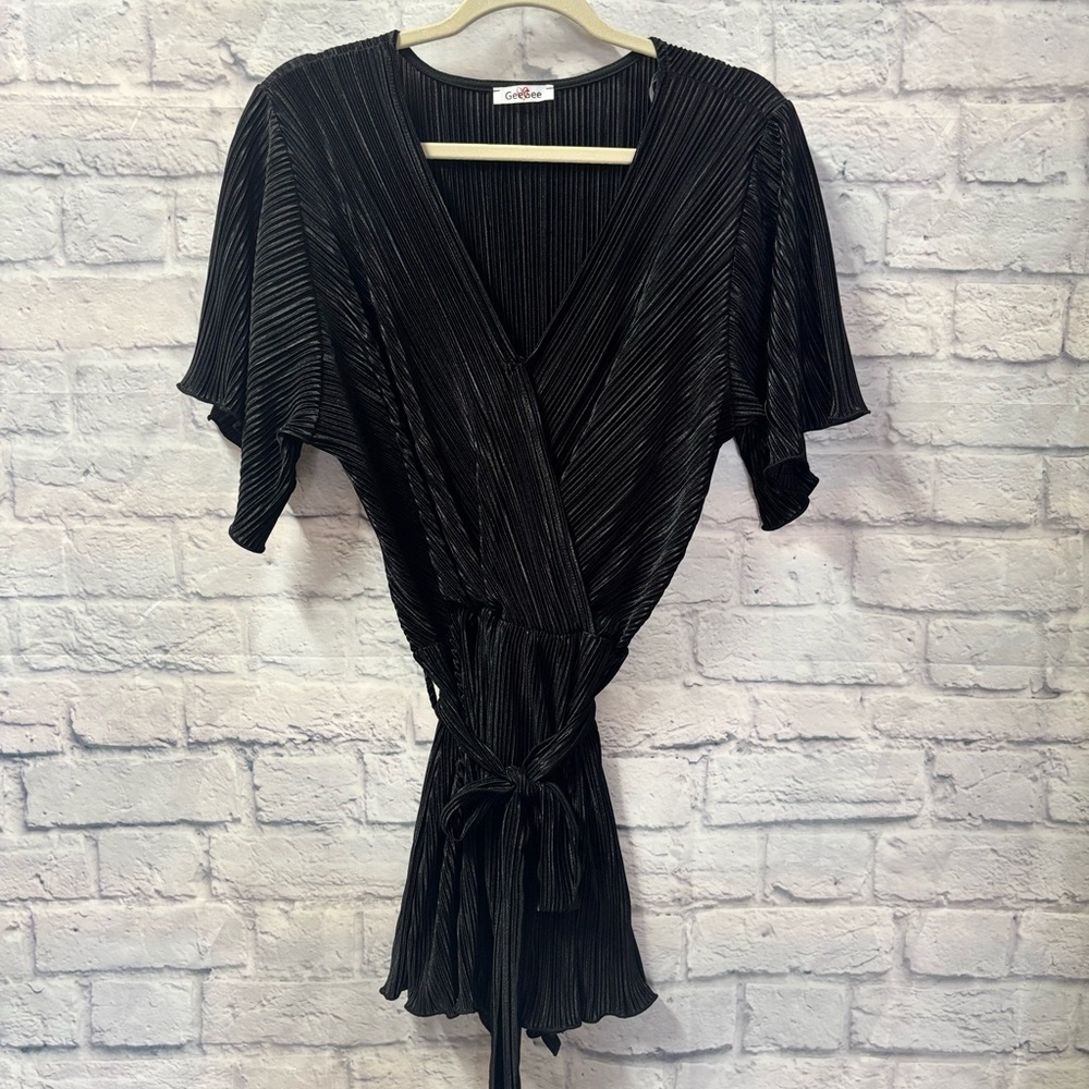 Black Romper with Tie Waist